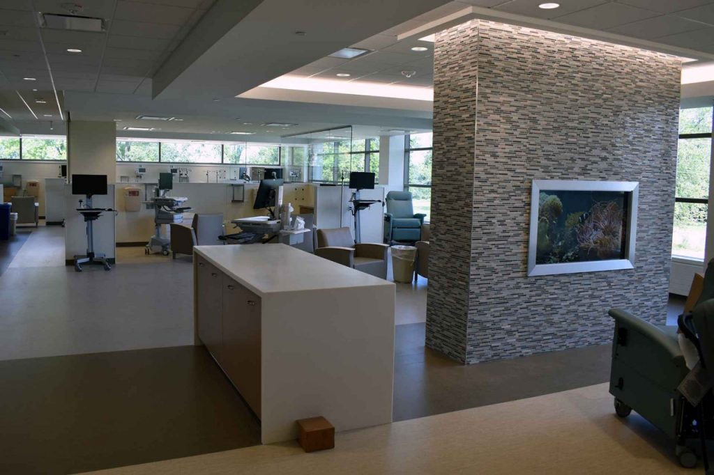 The infusion center inside the David M. Sindelar Cancer Center.