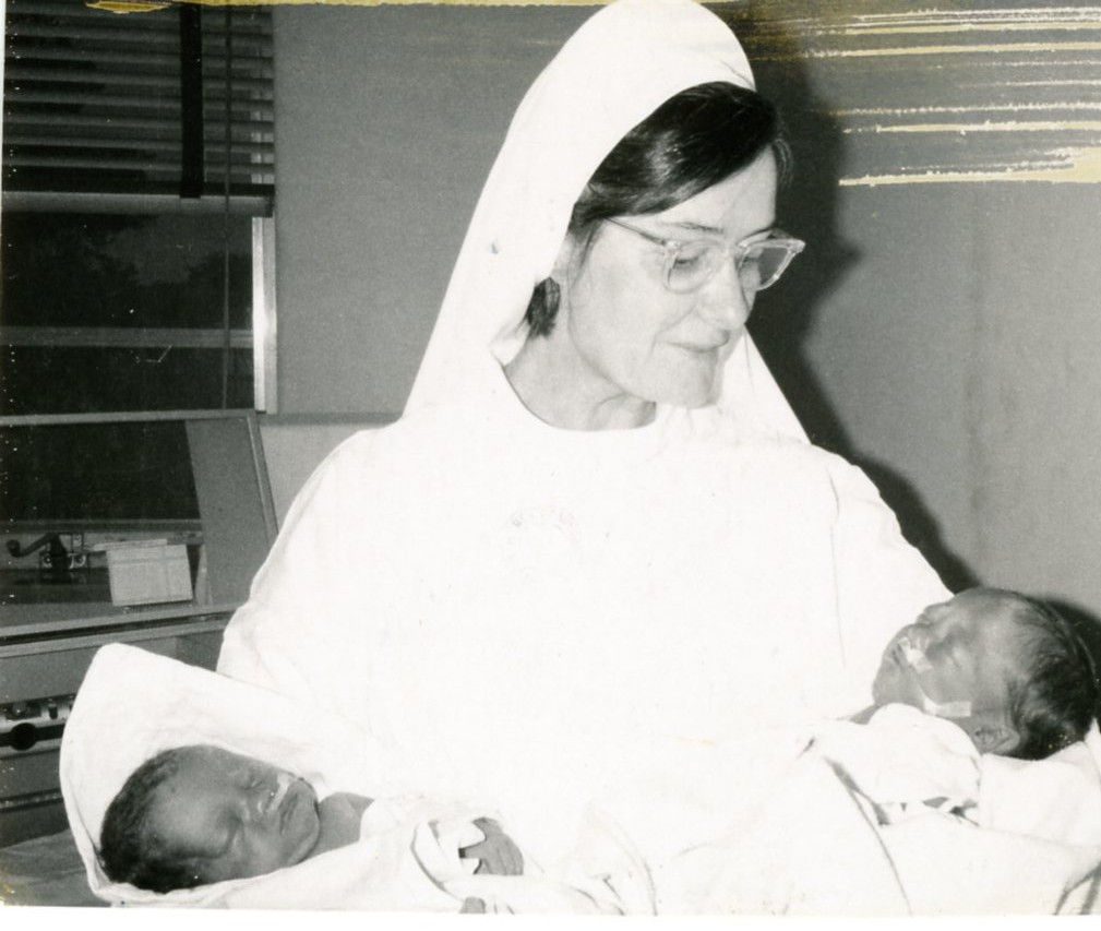 MIN_HIS_07091970_Mercy_Hospital_Vicksburg_MS_July 9, 1970 Sr. Thaggard and twins