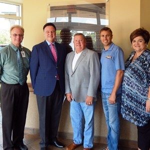 Dave Steinmann, Mercy Hospital Lebanon administrator; Kennith Howe, hospital board chariman; Craig Curry; Brennon Willard, foundation chairman; Karen Simpson-Neasby, vice president of Mercy Health Foundation.