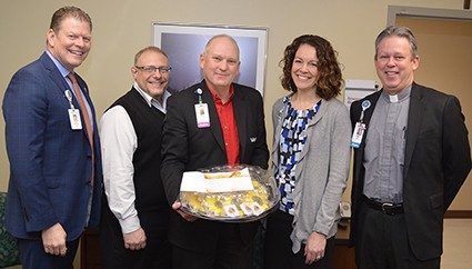 Chaplain Alan Amos was selected as the quarterly Sunshine Award winner at Mercy Hospital Jefferson for his work with patients and families.
