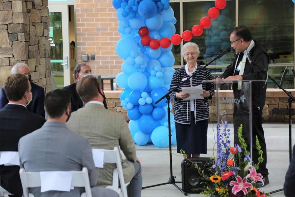 Sister Chabanel Finnegan, left, and Father Joseph Chan lead the blessing for the new Mercy Rehabilitation Hospital Fort Smith.
