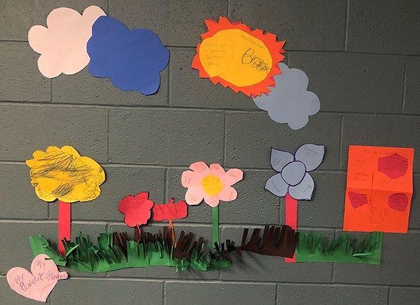 Children created a garden for their memories of loved ones at the January meeting.