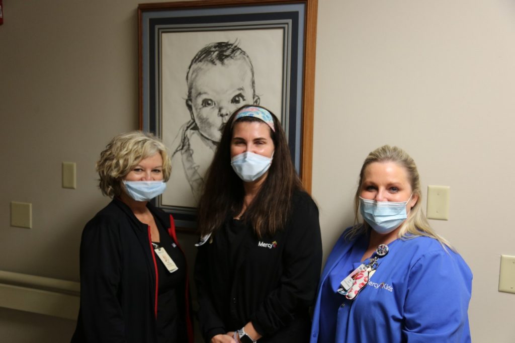 Linda Davis, Labor & Delivery clinic nurse manager, from left, Samantha Cole, director of maternal-child services, and Terri Hocott, NICU clinic nurse manager 