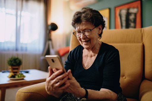 Video portrait of senior 78 year old woman at home