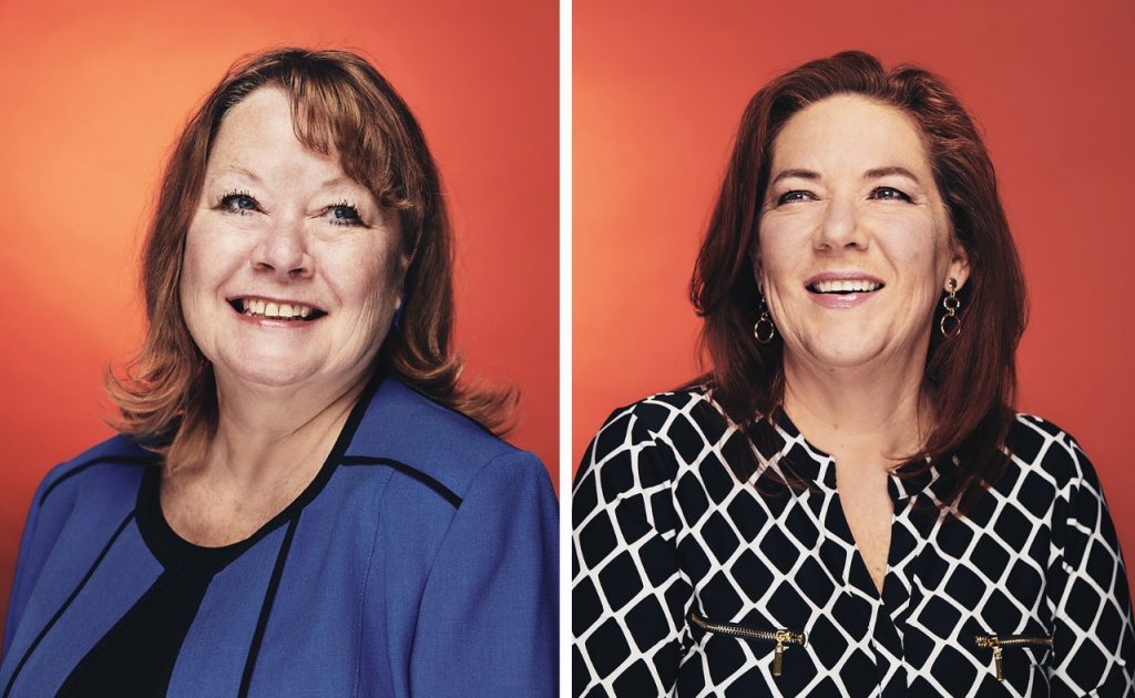 Excellence in Nursing Award Winners: Carol Mechem, RN, Mercy Hospital South (left) and Lisa Chavarria, RN, Mercy Hospital Jefferson (right)