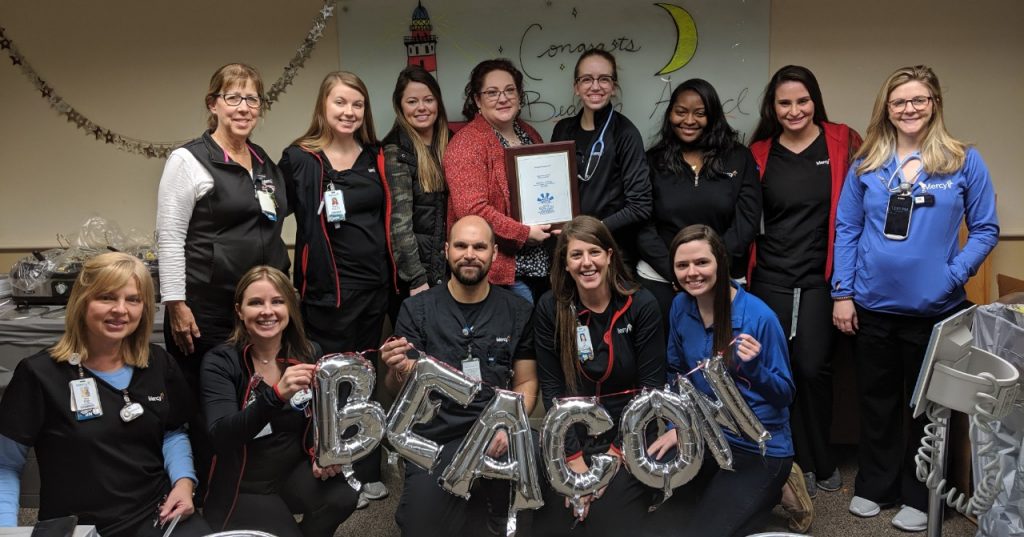 The CVICU team recently received the silver level Beacon Award for exceptional patient care and healthy work environment.