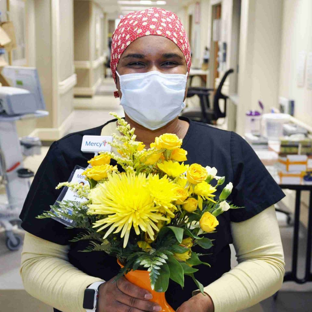 Alicia Fox, patient care associate, earned the latest Daffodil Award for the outstanding, compassionate care at Mercy Hospital South.