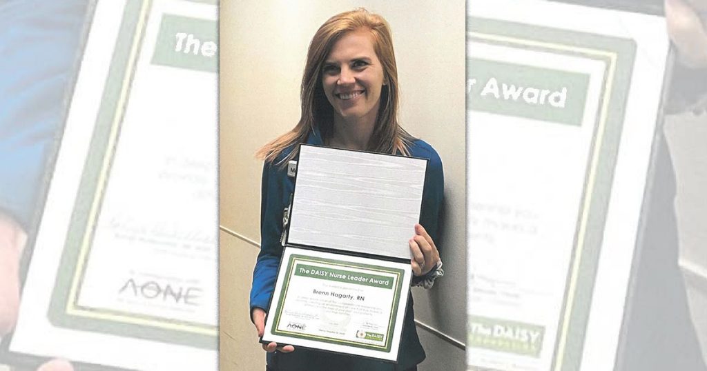 Brenn Hagarty, clinical supervisor for oncology, received the DAISY Leader Award for her work in the transitional care unit.