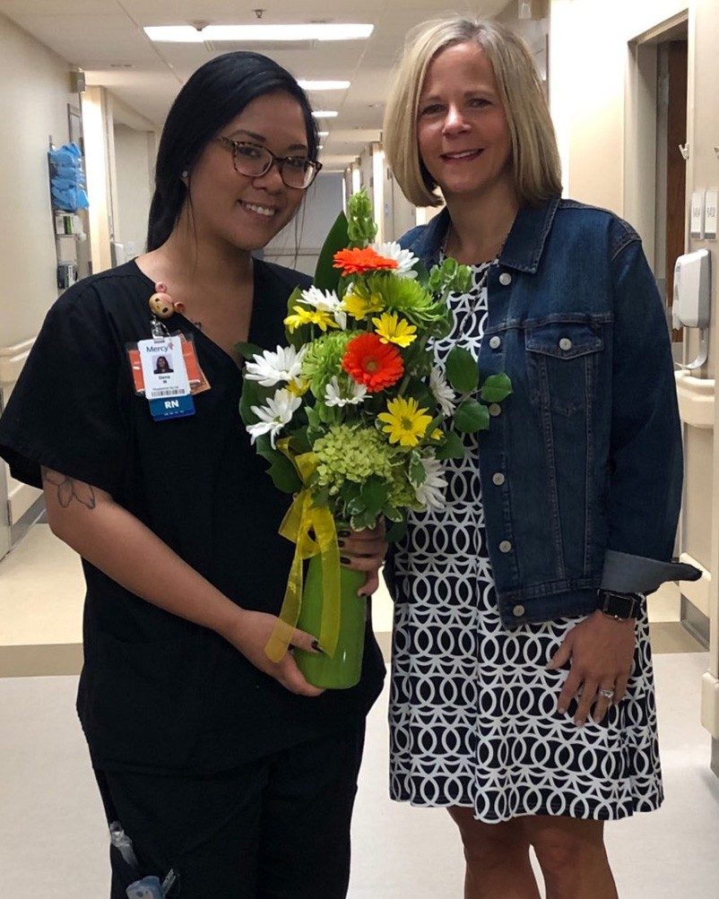left to right: Dana Matudan, RN, DAISY Award honoree, and Lisa Matthews, who nominated Dana for the care provided to Lisa's mother.