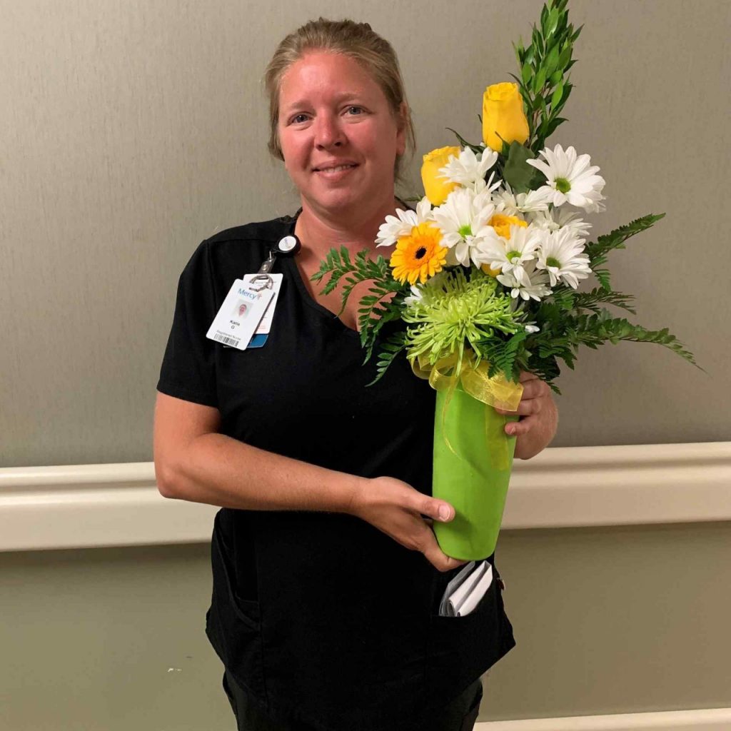 Katie Gross, RN, earned a DAISY Award for the care she provides her patients on 7 East.