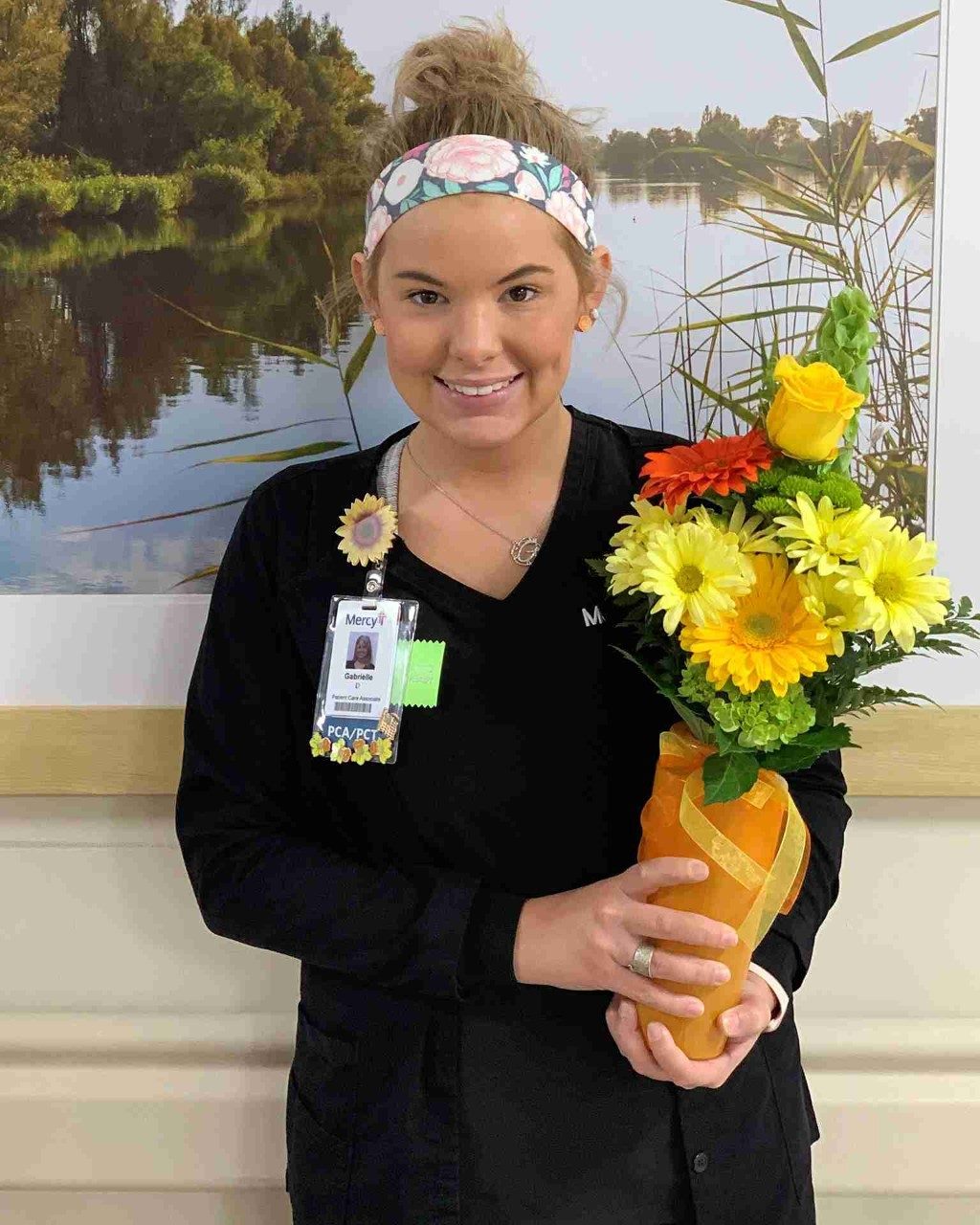 Gabby Davidson, patient care associate, earned the latest Daffodil Award for the outstanding, compassionate care at Mercy Hospital South.