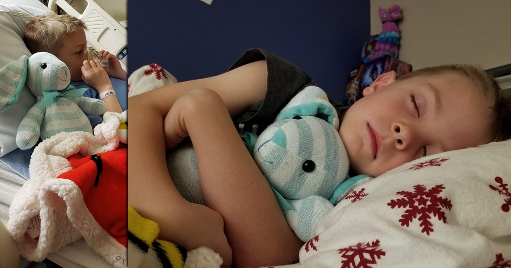 Happy kept Cameron company before his surgery and after an adventure in the parking garage he is back at home safely in his boy's arms.