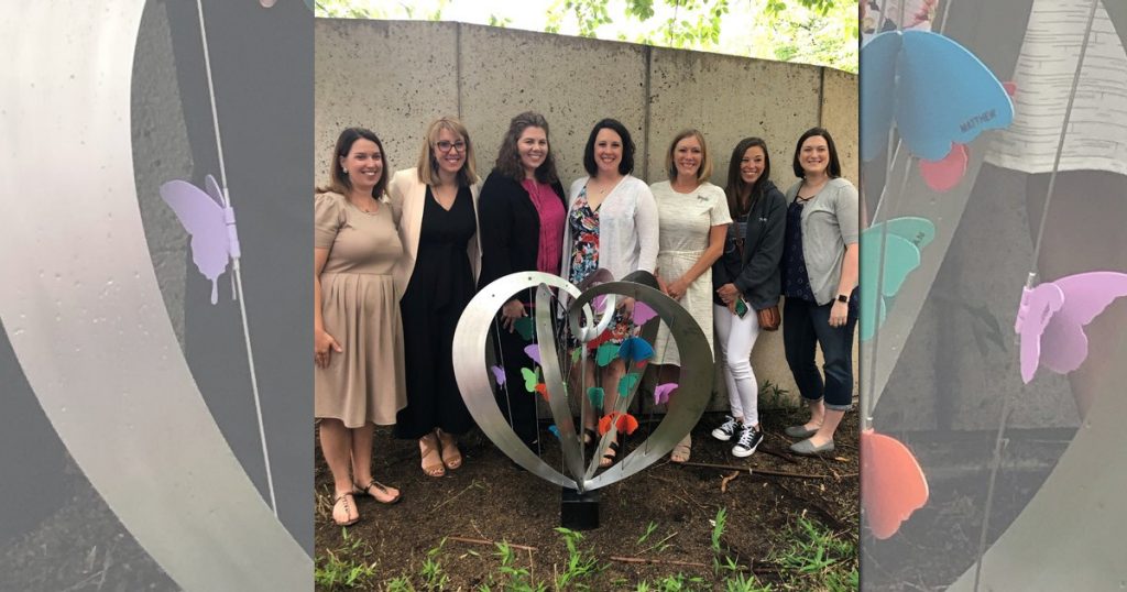 A few of the moms who raised money for The Fluttering. Left to right: Kristen Milsark, Nora LaFata, Amanda Black, Jane DeLong, Liz Burke, Jen Johnson and Sara Merkle.