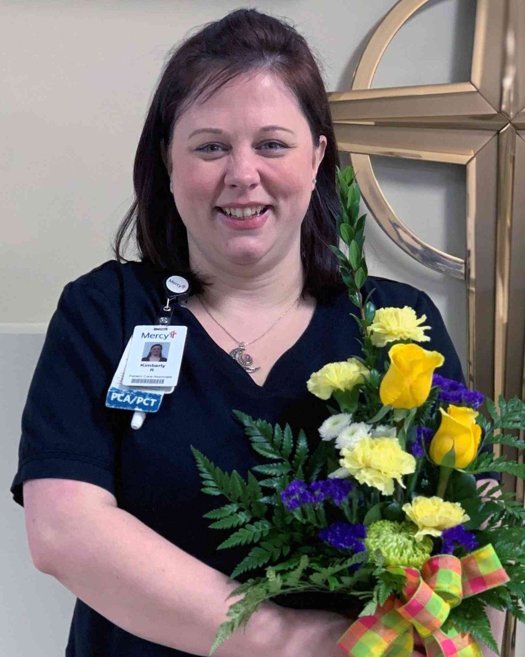 Kimberly Rohr, patient care associate, earned the Daffodil Award for providing outstanding, compassionate care at Mercy Hospital South.