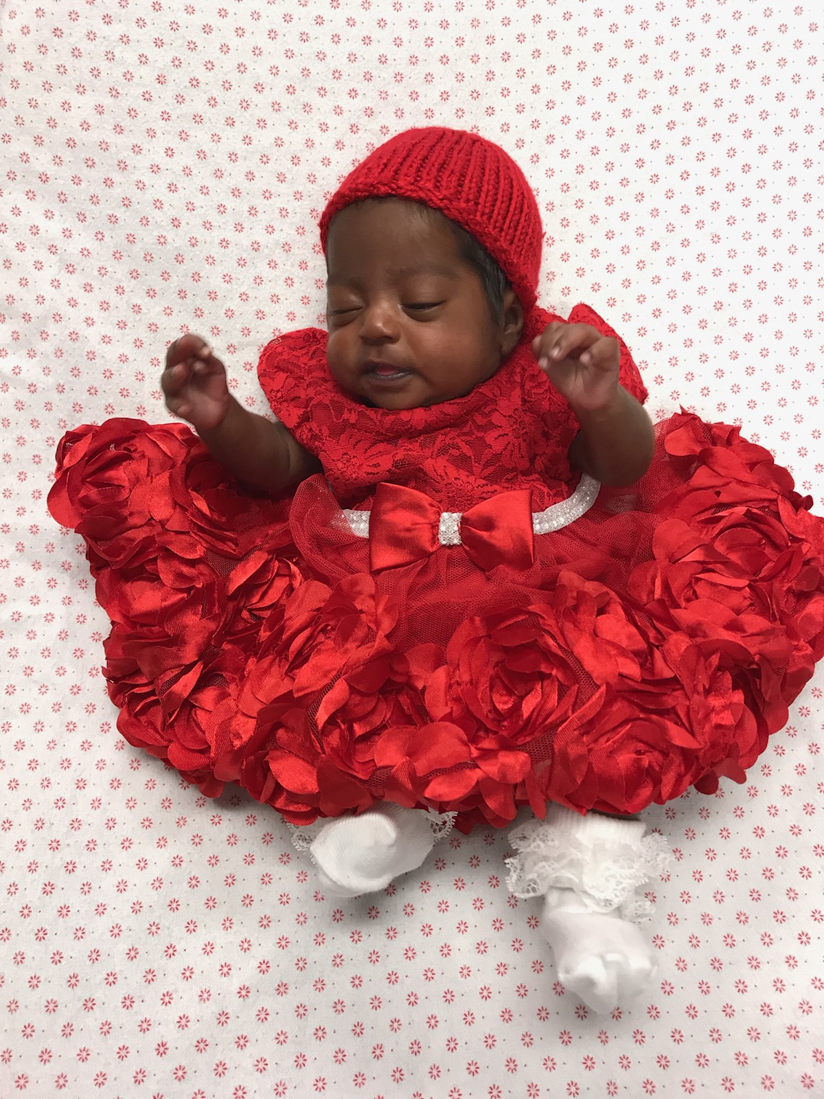 Mercy Newborns Wear Red Knit Hats during American Heart Month Mercy