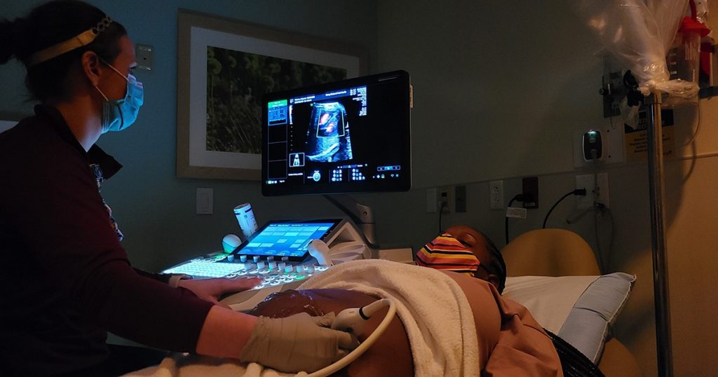 Patient Ariyuana Watson has an fetal echo done at Mercy Maternal and Fetal Health Center at Mercy Hospital St. Louis.