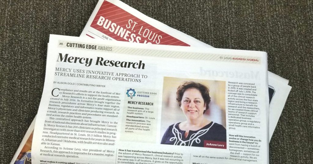 Mercy Research was a winner of the Cutting Edge Award from the St. Louis Business Journal.