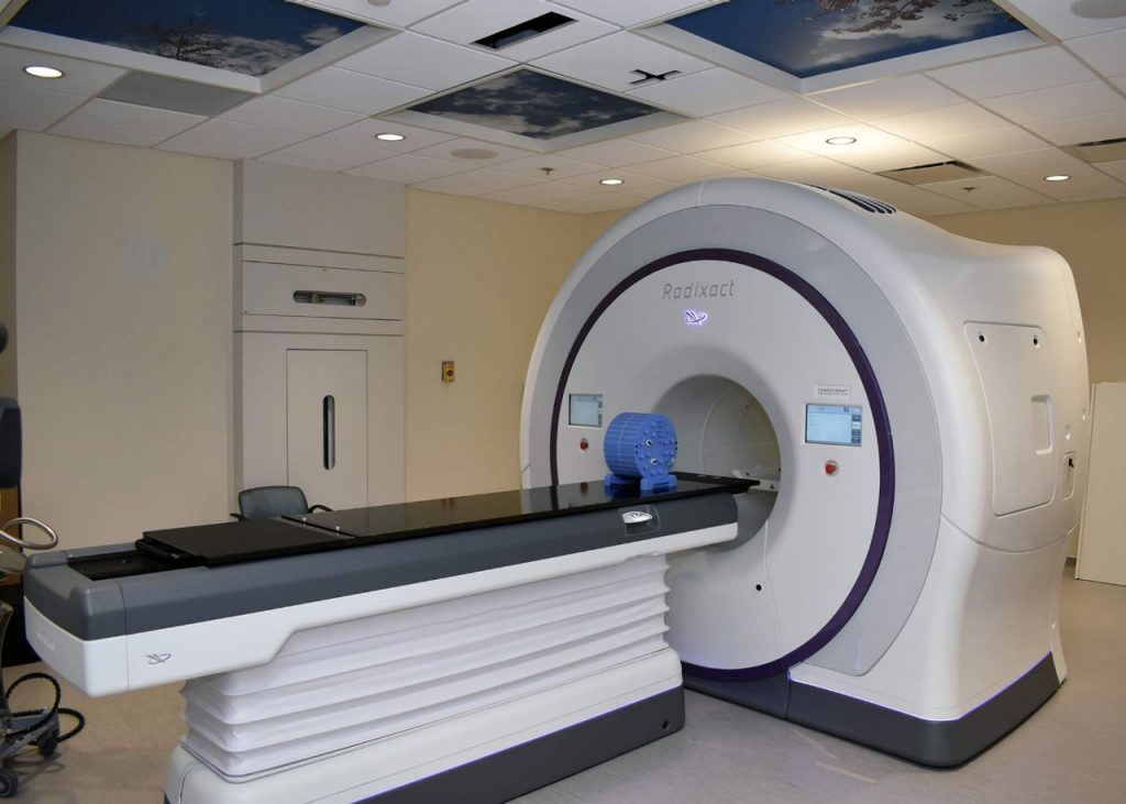The Accuray Radixact with Synchrony linear accelerator used to provide radiation treatment for cancer patients.