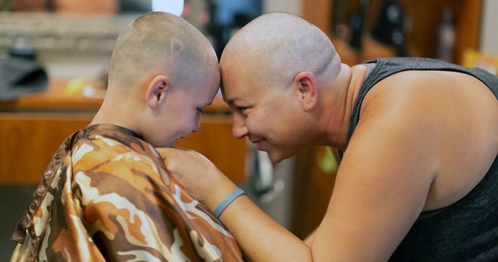 Amber Province and her son Rylei after getting matching hair cuts.