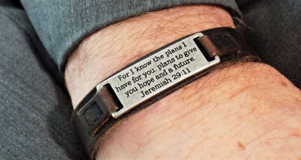 Richard Russell's bracelet helps inspire him through his battle with cancer.