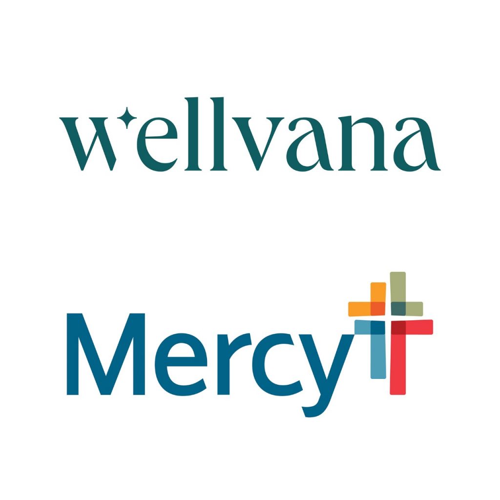 Wellvana logo stacked over the Mercy logo