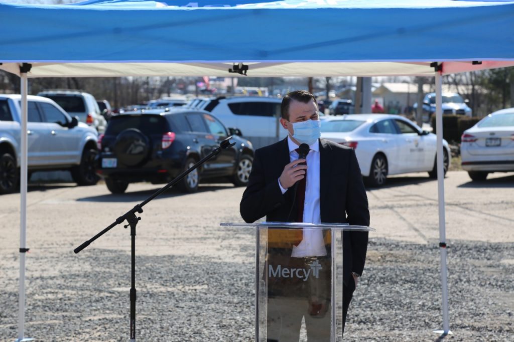 Dr. Arthur Pearson III speaks during groundbreaking for the new Mercy Clinic Primary Care - Poteau.