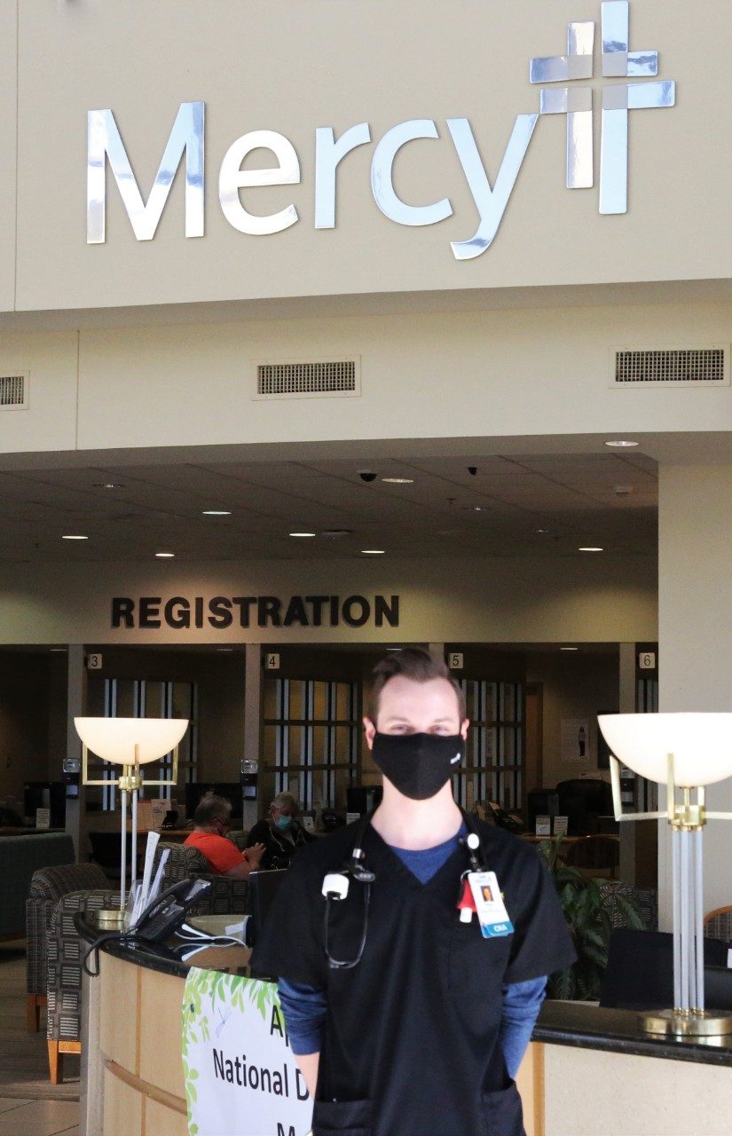 Ryan Keefer is a certified nursing assistant at Mercy Fort Smith, where he volunteered as a teenager.