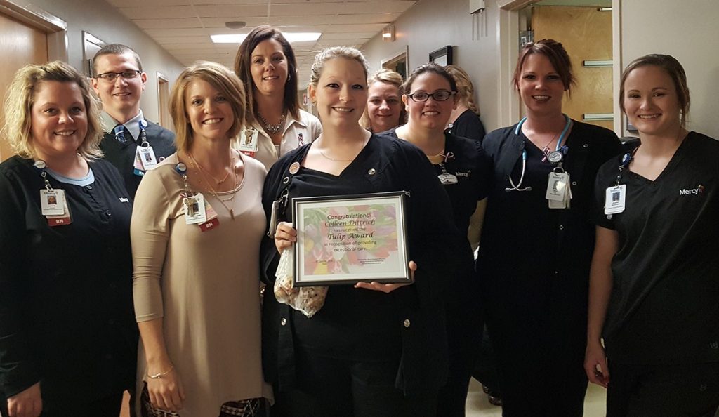 Colleen Dittrich was selected as the fourth quarter Tulip Award winner at Mercy Jefferson.