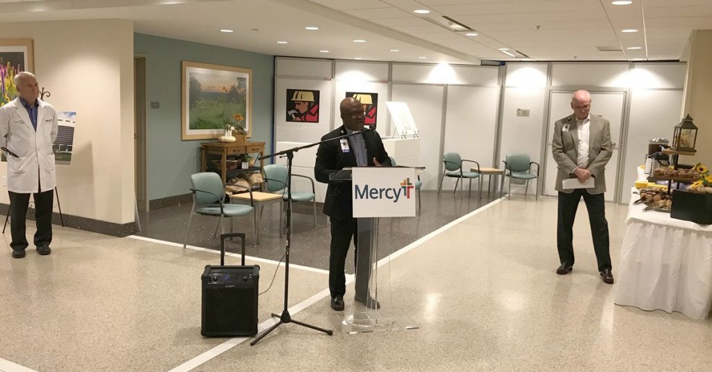 Father Jerome Amaechi leads the blessing for Phase I of Mercy Heart Hospital Springfield.