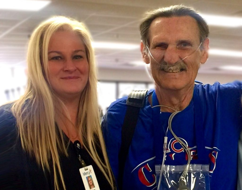 Tiffany Means, an emergency room (ER) nurse at Mercy Hospital Cassville, with Billie Joe Ferrell.