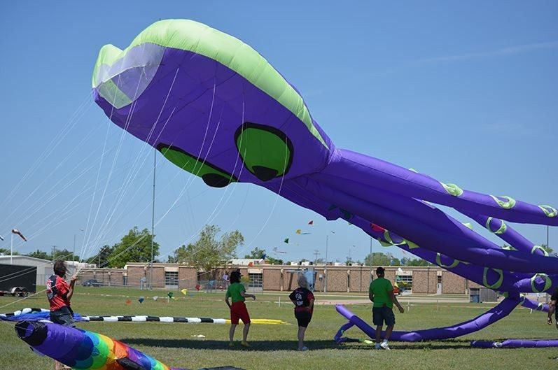 "Beaudreaux" - a 300-foot Octopus - made an appearance during the 2016 "Kites Over Enid" event. 
