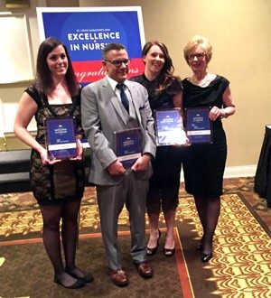 Mercy nurses Lindsay McDowell, Jeffrey Hildebrand, Bethany Westlake and BJ Hipsky won their categories.