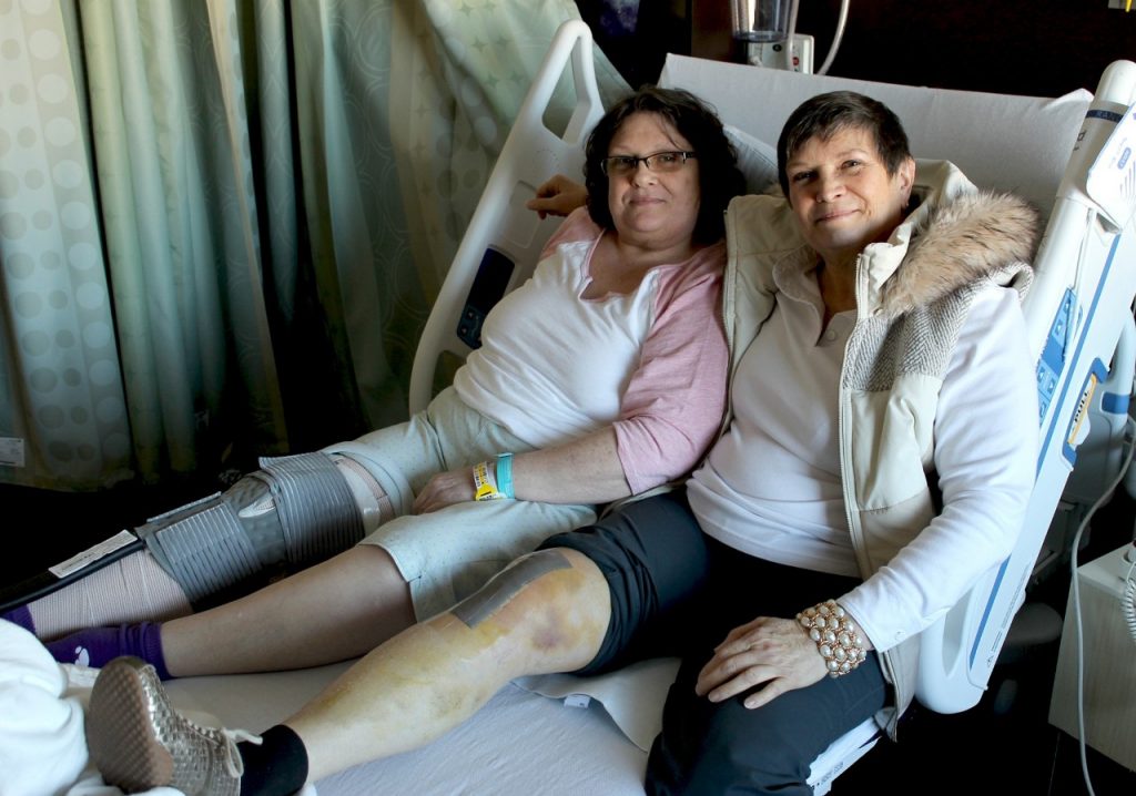 Sisters Jan Senkbeil and Judy Howell reunited to have knee replacements at Mercy Orthopedic Hospital Springfield. The sisters work for different companies that send their employees to "Centers of Excellence," like Mercy, for joint replacements.