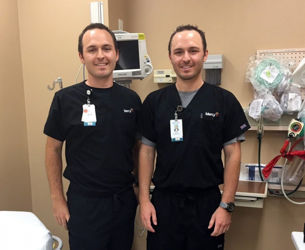 Registered nurses David and Daniel McMurry at Mercy Hospital Ardmore
