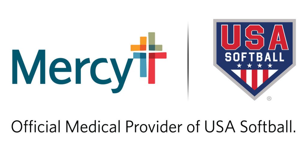 A graphic with the Mercy and USA Softball logos and text that says "Official Medical Provider of USA Softball."