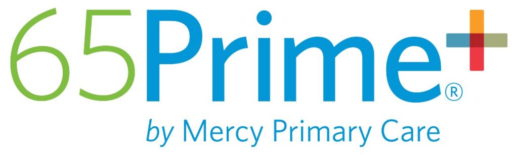 Logo that says 65 Prime+ by Mercy Primary Care